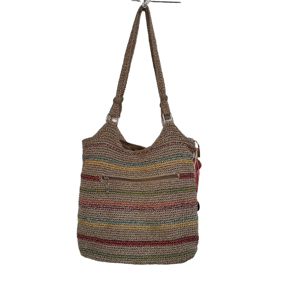 The Sak Belle Tote Shoulder Bag Slouchy Handbag Purse Rainbow Stripe EXTRA CHARM
